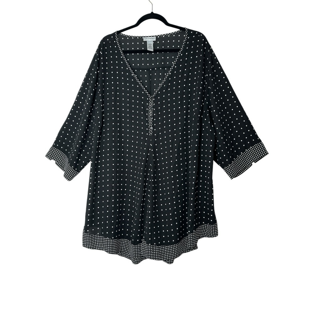 Catherines Top Womens Plus Size 3X Sheer  Blouse Whimsigoth Bottom 3/4‎ Sleeve